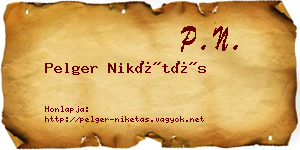 Pelger Nikétás névjegykártya